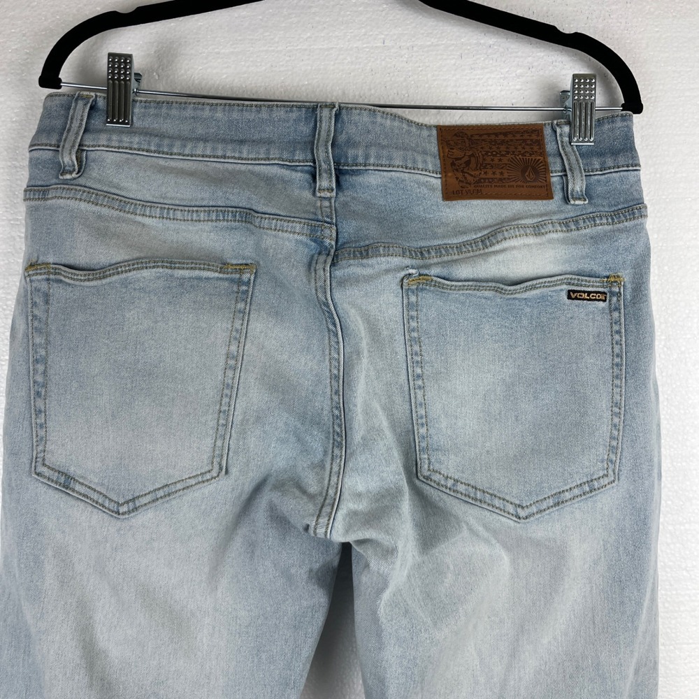 Volcom Vorta Slim Tapered Jeans Mens 31 (Measures 33) Light Wash Denim Skater - Picture 6 of 12